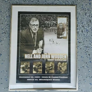 John Wooden Court Dedication Poster 2003 with UCLA VS MSU Game 7 Ticket NCAA - Picture 1 of 8