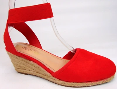 Zapatos para mujer Dream Pairs Amanda alpargata punta almendra cuña baja 6,5 medianos, rojos Foto 1 de 4