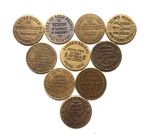 10 Solid Brass Brothel Cat House House Tokens Lot 1 - Picture 1 of 2