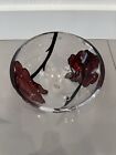 SIGNED #’d Kosta Boda Hand Painted Red Rose Tattoo Glass Bowl By Ludwig Lofgren