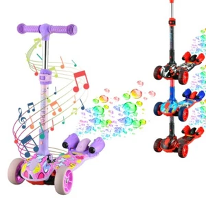 3 Räder Kinder Kick Scooter Kind blinkende LED Beleuchtung Blase Sprayer Weihnachtsgeschenk - Bild 1 von 36