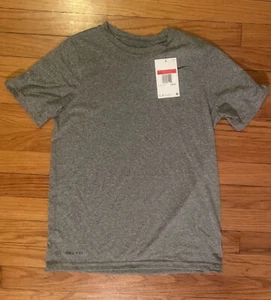 Nike Dri Fit -BOYS LARGE- Activewear T Shirt Gray Heathered Crew Neck. Brand New - Picture 1 of 4