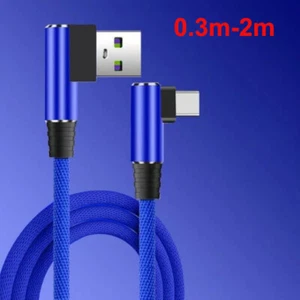 90 Elbow Fast Charging USB C 3.1 Type C 3A Cable For Android Samsung S20 Phone - Picture 1 of 19