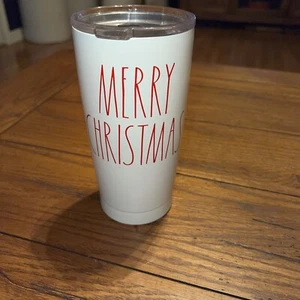 Rae Dunn 16 Oz. Steel Insulated Tumbler + Lid MERRY CHRISTMAS Red Letters - Picture 1 of 5
