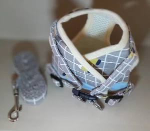 dog harness and lead set XS Dusky soft cream and grey cotton, step in ,unused - Picture 1 of 2