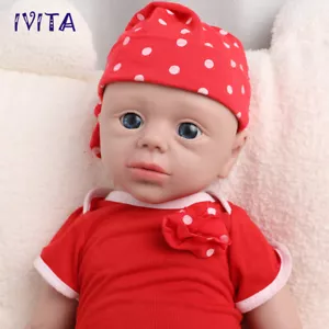 IVITA 21'' Solid Silicone Reborn Baby Girl Handmade Realistic Silicone Doll - Picture 1 of 12