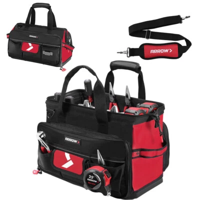 ARROW 17" Large Tool Bag for Men Heavy Duty with Waterproof Hard Base 36 Pockets - Image 1 of 4