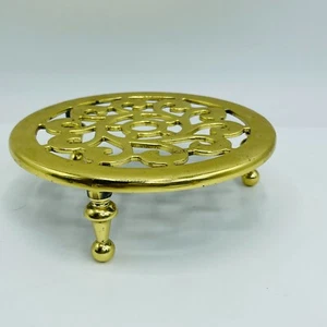 Baldwin Shelburne Museum Messinguntersetzer mit Fuß 6,5" breit - Bild 1 von 6