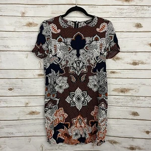 Express Blue Paisley Baroque Short Sleeve Shirt Dress Size XS - Picture 1 of 6