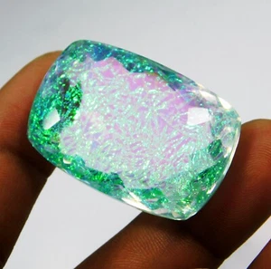 100.99 Ct Natural Ammolite Opal Cushion Cut Doublet Loose Gemstone Certified - Picture 1 of 6