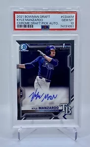 PSA 10 Kyle Manzardo 2021 Bowman Draft Chrome 1st Auto RC #CDA-KM - Gem Mint - Picture 1 of 2