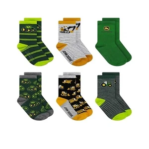 John Deere - Toddler / Kids Socks - 6 Pack - Durable Comfort - Truck Theme - New - Picture 1 of 1