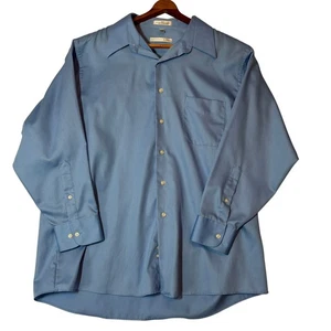 Camicia abito Geoffrey Beene blu chiaro manica lunga raso taglia XL con bottoni - Foto 1 di 6