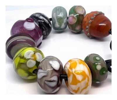 Yummy Lampwork Glass Bead Set:  Autumn Tones ~ Unique Jewellery Making Supplies - Image 1 of 4