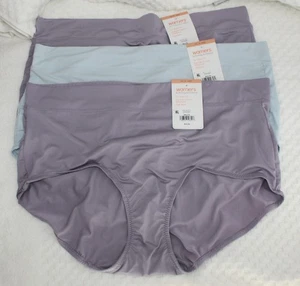 New set of 3 WARNER'S no muffin top microfiber BRIEF LILAC LIGHT BLUE 3XL/10 - Picture 1 of 6