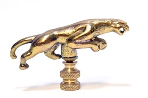 BRASS  LEOPARD JAGUAR DECORATIVE LAMP FINIAL 1/4 THREAD - Picture 1 of 3