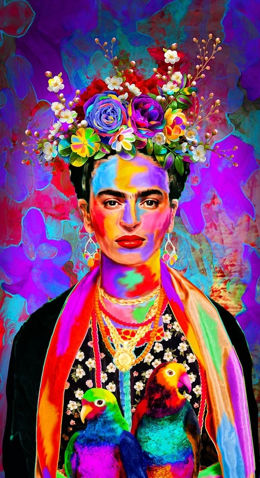 FRIDA KAHLO ~ Stroke of Genius ~ Artist Portrait ~ Cotton Fabric Panel - image 1 of 1