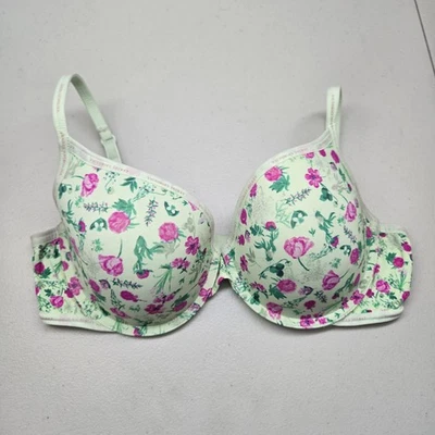 Victoria's Secret Women Bra 38C Green Floral T Shirt Lightly Lined Demi Country - Image 1 of 4