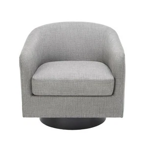 Uixe Light Gray Polyester Upholstered 360°Swivel Arm Chair With Wood Base (Set - Picture 1 of 10