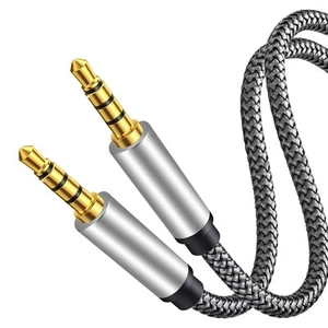 Male to Male Audio Cable 3Ft,4 Pole Hi-Fi Stereo Sound 3.5mm Aux Cable Adapte... - Picture 1 of 7