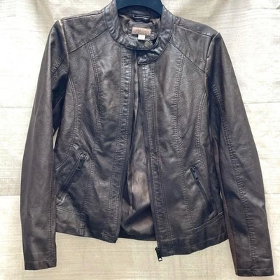 ABRIGO CHAQUETA DE CUERO MARRÓN STYLE & CO NUEVO CON ETIQUETAS PARA MUJER TALLA S DK TALLA PEQUEÑA Foto 1 de 4