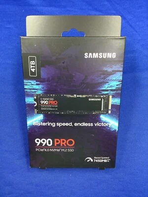 MZ-V9P4T0B/AM SAMSUNG 990 Pro 4TB M.2 2280 PCIe 4.0 x4 NVMe SSD  new sealed - Image 1 of 4