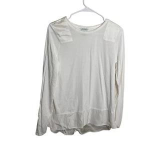 Blusa Sundance Para Mujer Mediana Marfil Manga Larga Camisa Sólida Top Camiseta - Imagen 1 de 9