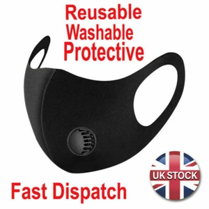 ANTI DUST Face Mask Washable Face Mouth Protection With Filter RESUABLE THIN UK - Picture 1 of 13