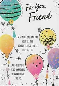 FRIEND FEMALE BIRTHDAY CARD WITH GOLD FOIL DETAIL - Picture 1 of 2