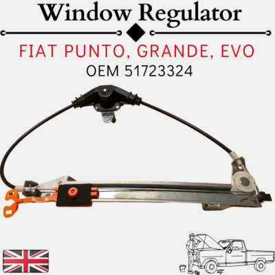 Regulador ventana manual trasero izquierdo fiat grande punto 05-12 bobinadora lateral pasajero Foto 1 de 4