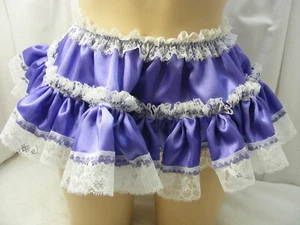 SISSY ADULT BABY SEXY FANCY DRESS purple SATIN MICRO MINI FRILLY SKIRT 9 LONG - Picture 1 of 3