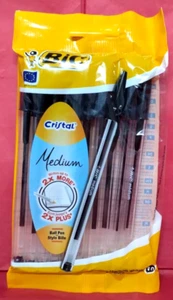 460.   10 Stück BIC CRISTAL 2 x mehr.  1,0 mm Schwarze Tinte Kugelschreiber Mittelgroß - Bild 1 von 3