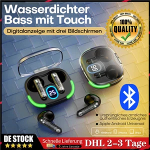 TWS Cuffie Bluetooth 5.3 Auricolari In-Ear Auricolari Wireless 9D Touch Control - Foto 1 di 22