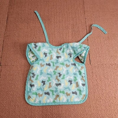 Babero reversible bebé búho perro verde blanco corbata cubierta frontal S3a Foto 1 de 4