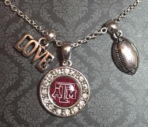 New Texas A&M Aggies Love Football 18" Necklace,Charm, Gift for Her Mom Cover