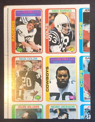 Tarjeta de fútbol americano Topps 1978 sin cortar tarjeta de 4 paneles error mal cortado Casper Barnes Colzie Foto 1 de 2