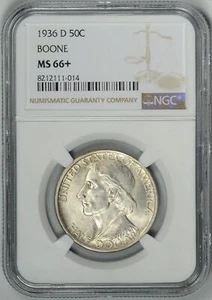 1936-D BOONE 50c NGC MS66+ ~ Commemorative Half Dollar ~ #8212111-014 - Picture 1 of 4