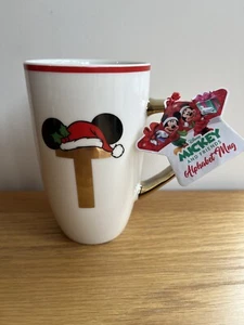 TJM Disney ALPHABET 5 inch Mug Letter T Mickey Mouse Christmas Theme - Foto 1 di 9
