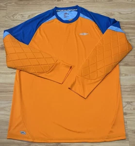 UMBRO UNISEX BRIGHT ORANGE KEEPER GOALIE SOCCER SHIRT W/ PADDED ELBOWS L/S SZ L - Picture 1 of 7