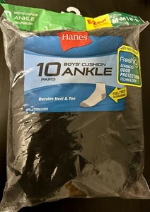 Hanes Boys' Cushion Ankle Socks - 422/10 - 10 Pack - Picture 1 of 2
