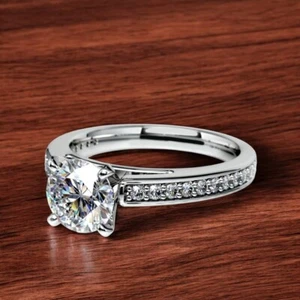 14K White Gold 1.50 Ct Round Lab Created IGI Certified Diamond Engagement Ring - Picture 1 of 14