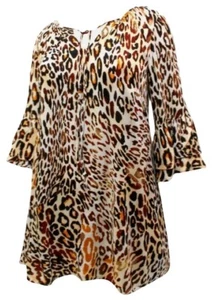 NEW 🌼 ROAMANS BROWN LEOPARD LAYERED SLEEVE TOP 🌼SIZE 16 18 20 26 28 32 ** - Picture 1 of 3