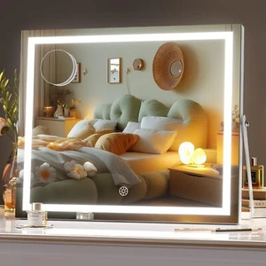 Hasipu Vanity Mirror with Lights, 15" x 13" LED Makeup Mirror with 10X Magnif... - Picture 1 of 9
