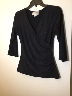 Carrie Allen Wrap Blouse Black/Gold Specks Medium (k) - Image 1 of 3