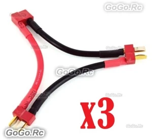 3 Pcs Dean T Plug Female Male Plug Series Battery Pack Connector Adapter Cable - Picture 1 of 2