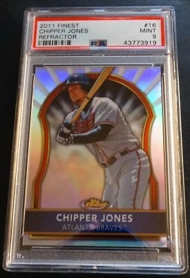 2011 CHIPPER JONES FINEST RERACTOR HOF #16 PSA 9 BRAVES 049/549 POP 2 - Image 1 of 2