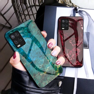 F OPPO A54 A74 5G A16S A54s A53s A17 A78 Luxury Marble Tempered Glass Case Cover - Picture 1 of 18