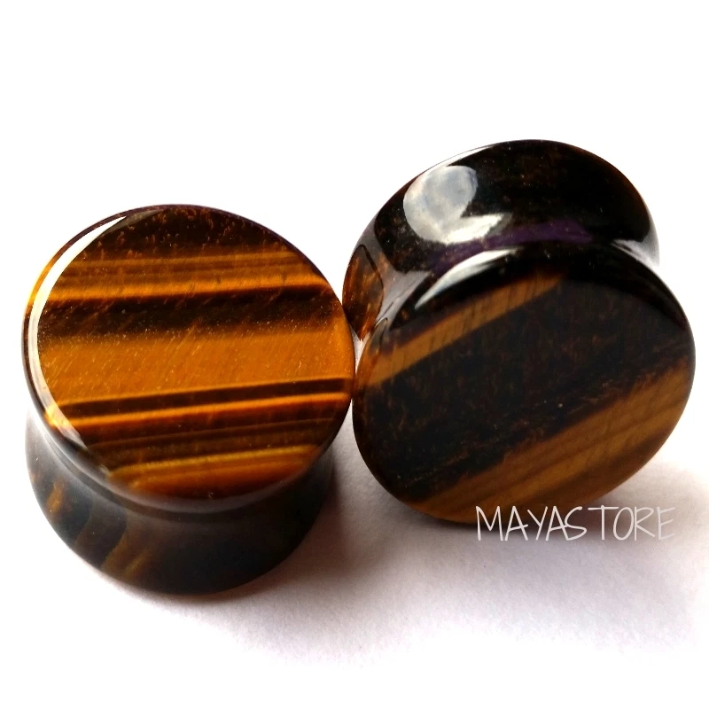 3MM-24MM TIGERAUGE ORGANIC NATUR STEIN PLUG OHR TUNNEL PIERCING STONE OHRSTECKER - Bild 1 von 1