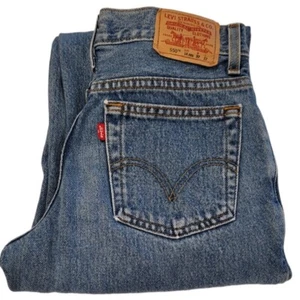 Levis 550 Jeans Medium Blue Denim Youth Size 14 Relaxed Fit 27 X 27 Zip Button - Picture 1 of 7
