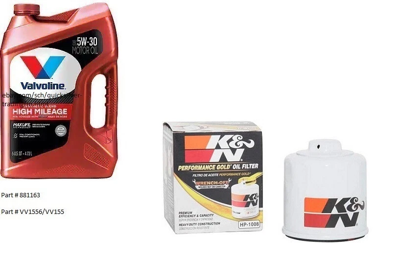 Valvoline 5W-30 High Mileage Synthetic Blend Motor Oil - 5 Qt's w/K&N Oil Filter - Image 1 of 1